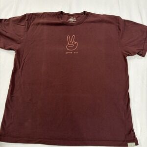 Good Karma Life Is Good T-Shirt Size Large Peace Out Graphic 100% Organic Cotton